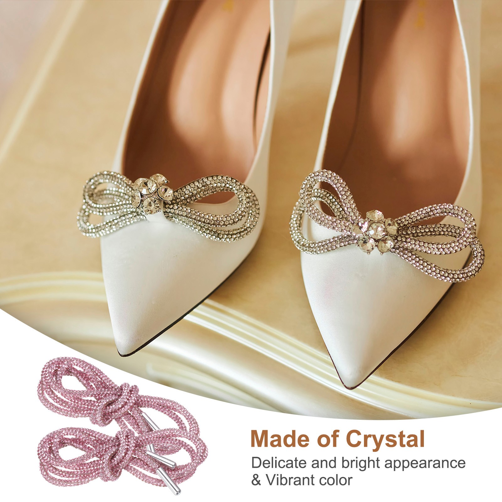 APL 4 Pezzi Lacci per Scarpe con Strass Lunghezza 47" per Sneakers Pantaloncini Rosa Chiaro