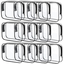12 Pcs Clear Cosmetic Bag PVC Waterproof Zippered Clear Toiletry Carry Pouch ...