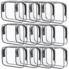 12 Pcs Clear Cosmetic Bag PVC Waterproof Zippered Clear Toiletry Carry Pouch ...