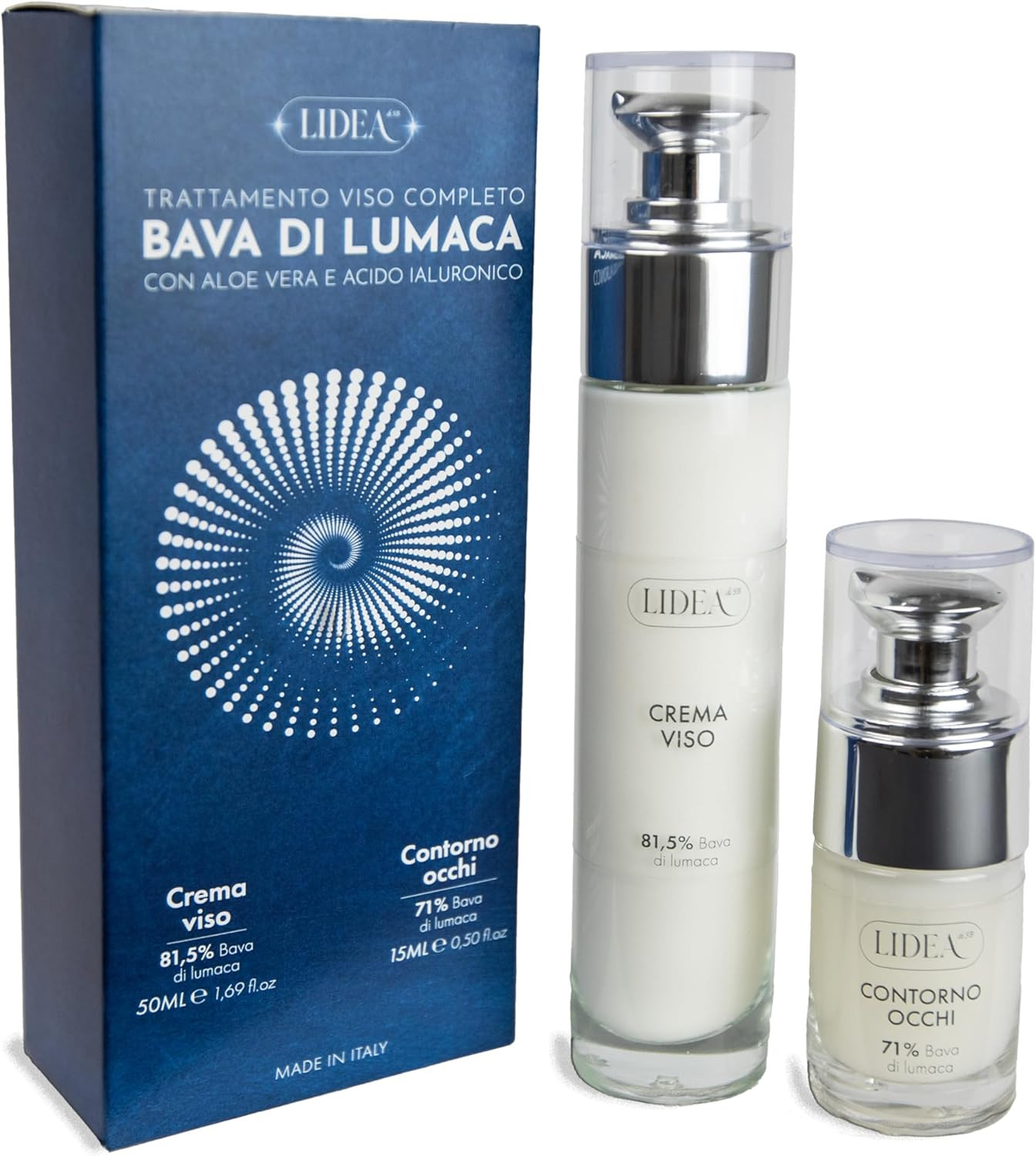 Crema Viso + Contorno Occhi, Trattamento Viso Completo, Bava Di Lumaca, Acido Ia