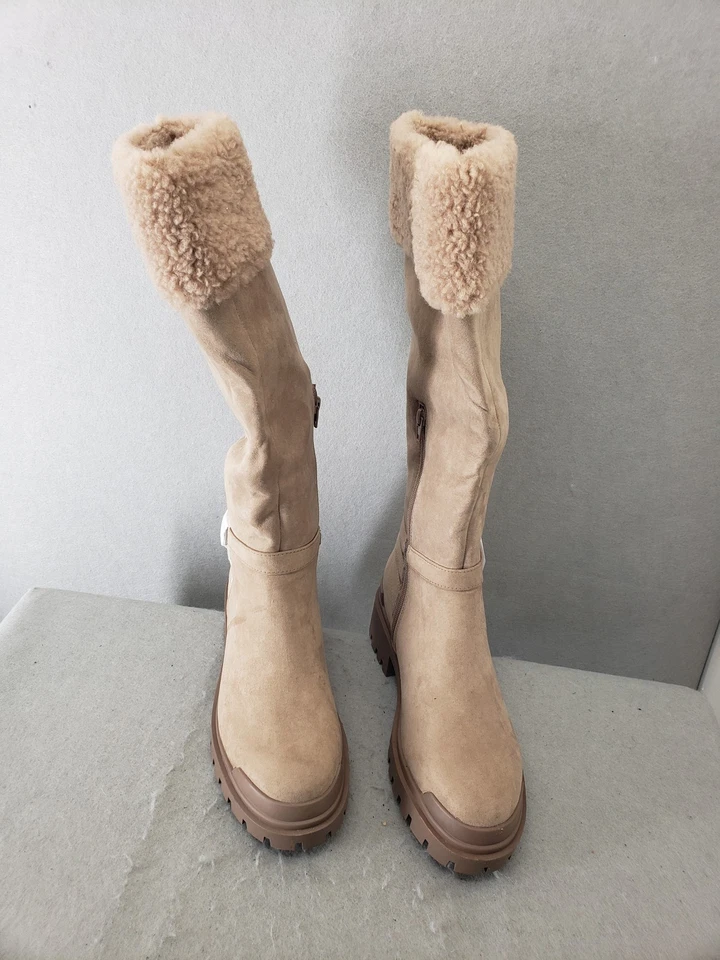 Botas ShoeDazzle Eira para mujer talla 9 tostadas piel sintética hasta la rodilla invierno suela gruesa Foto 2 de 4
