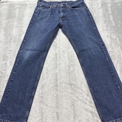 Men's 2019 Levi's 505 Jeans Regular Fit Straight Stretch Dark Wash Size 34x32