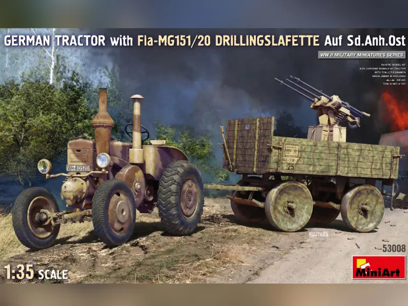 Maquette en plastique de tracteur allemand Fla-MG151/20 avec remorque Sd.Anh.Ost