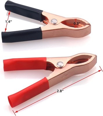 Pair of Alligator Battery Clips for Charging with Vehicle Battery
