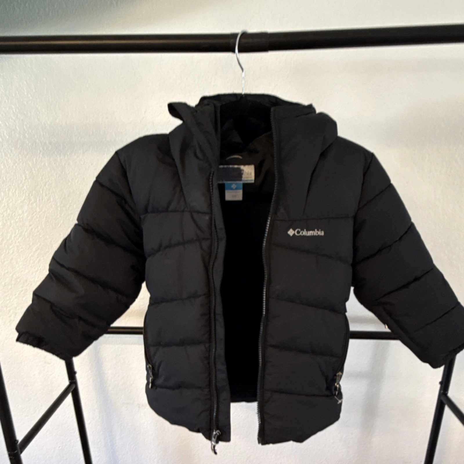 Columbia Black Puffer Jacket Unisex Kids XXS (4/5) Hooded Winter Outerwear