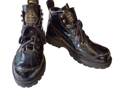 Puma Rudolf Dassler Schuhfabrik Goth Combat Boots Black Men's US 7.5 EU 40 Vtg 
