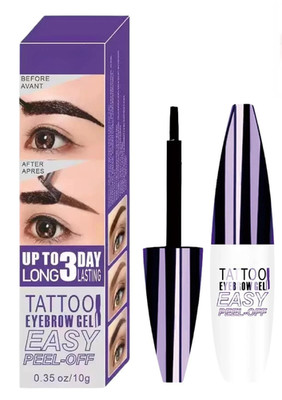 Qiciy Easy Peel Off Eyebrow Gel, Tattoo Eyebrow Tint, Waterproof - Black- Sealed