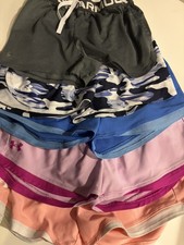 Five Under Armour Girls Large YLG HeatGear Loose Athletic Running Shorts Gym