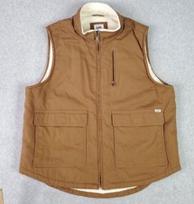Lee Workwear Vest Mens XL Brown Canvas Sherpa Lined Zip Pockets LM33VT687