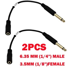 2Pcs 6.35mm 1/4" TS Male Mono to 3.5mm TRRS Female Stereo Audio Adapter Cable