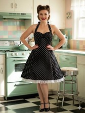 I.N. San Francisco Dress 11 Polka Dot Pin Up Rockabilly Y2k Halter USA made