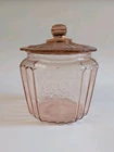 Anchor Hocking Pink Mayfair Open Rose Biscuit Jar with Lid - Depression Glass