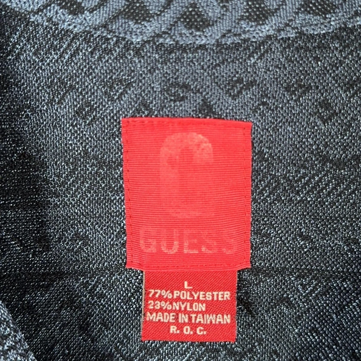 Camisa Guess De Colección Para Hombre Grande Negra Rayas Jacquard Abotonada Años 90 Y2K Disco