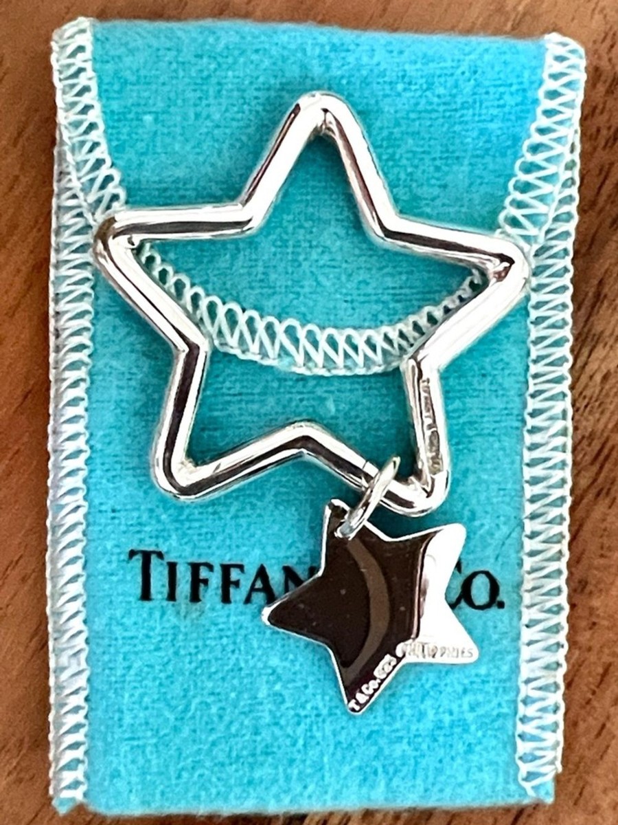 小物 Tiffany & Co. Star Key Ring 925 VTG Rare Tiffany & Co. Sterling Silver Star-Shaped Key Ring with