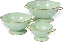 Metal Colander Set of 3, Strainer Basket with Handles perfect for Spaghetti