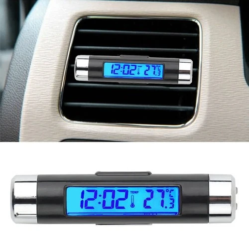 Black Car Dashboard Digital LCD Blue Backlight Thermometer Calendar Time Clock - Picture 2 of 7