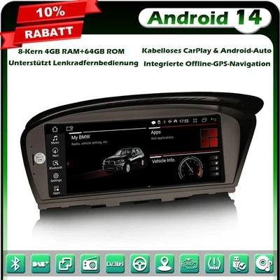 8.8” Android 14.0 Autoradio GPS Navi BMW 3er E90 E91 E93 E92 5er E60 E61 E63 CCC - Bild 1 von 4