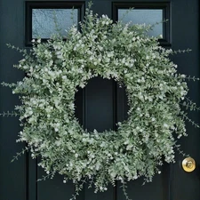 26'' Large Eucalyptus Wreath for Front Door, Porch- Artificial Eucalyptus and...