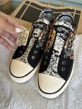 ED HARDY LOGO TAG TIGER HEAD COMFY VINTAGE SNEAKER SHOES 6 NEW