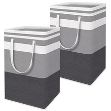 2x Large Folding Laundry Basket Washing Dirty Clothes Hamper Storage Bin Bag
