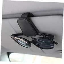 KIWEN Sunglasses Holders for Car Visor, Magnetic Leather Glasses 1 Black