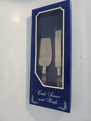 CAKE SERVER & KNIFE Nice Cake Server & Knife Set with Acrylic Handles w/box 