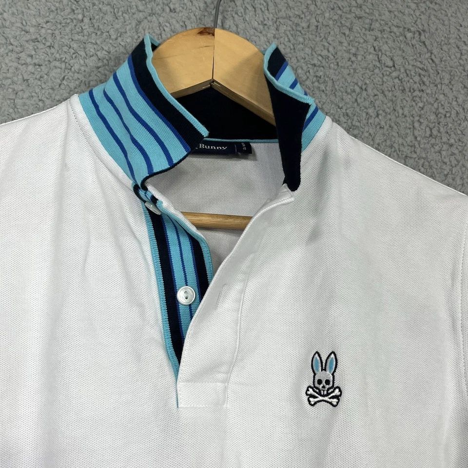 Psycho Bunny Pima Cotton Short Sleeve White Polo Shirt Boys Size 18-20 XL - Image 3 of 4