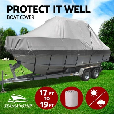 Seamanship Boat Cover 17-19ft Trailerable Jumbo Marine 600D Grade Heavy Duty - image 1 of 4