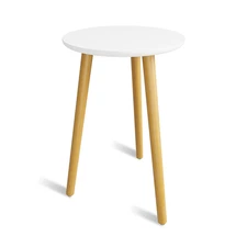 Bamworld Indoor Plant Stand Wood Mid Century Modern Tall Round Side Plant Table