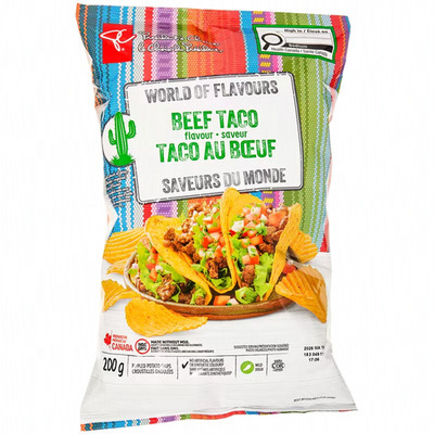 President's Choice Beef Taco Potato Chips 7.05 oz / 200 g each