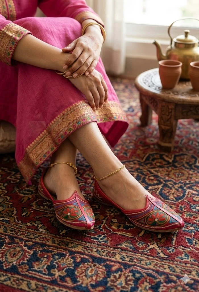 Women Shoes Leather Jutties Handmade Indian Traditional Casual Mojaries US 6.5