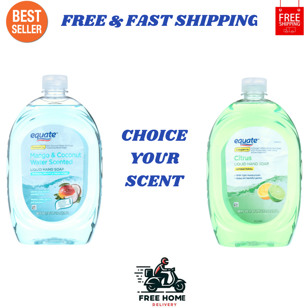 Equate Citrus Antibacterial Hand Soap 50 fl oz for Clean, Fresh Hands