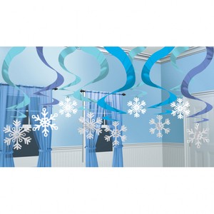 15 Piece Winter Wonderland Snowflake Hanging Swirl Christmas