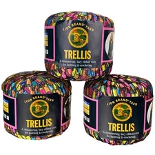 Lion Brand Trellis ☆ Shimmering Lacy Ribbon Yarn ☆ PASTEL GARDEN ☆ Lot of 3 NEW
