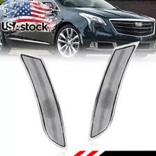 2X Clear Lens Front Bumper Side Marker Lights Set For 2013-2017 Cadillac XTS