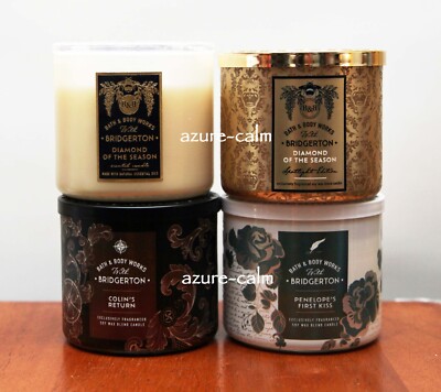 Bath Body Works BRIDGERTON DIAMOND PENELOPE COLIN 3-wick 14.5oz Candle 4PC SET