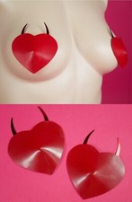 LATEX DEVIL HEART NIPPLE PASTIES