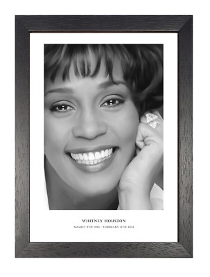 Whitney 7 Houston Black And White Tribute Signed Poster American