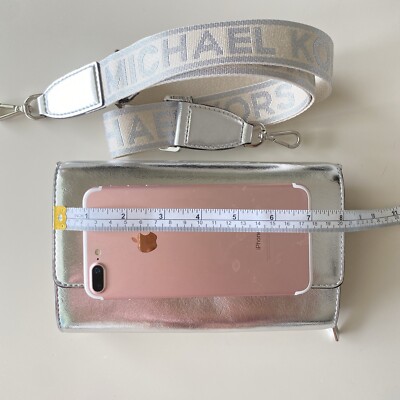 New MICHAEL Kors JET SET ITEM LG ZA WALLET XBODY Silver | eBay