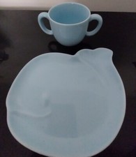 Tiffany & Co Tots Blauwal Kind Teller & Doppelhenkel Tasse Set-Neu