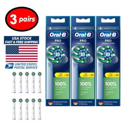 3 pairs of 10 count Oral-B Cross Action Pro Electric Toothbrushes