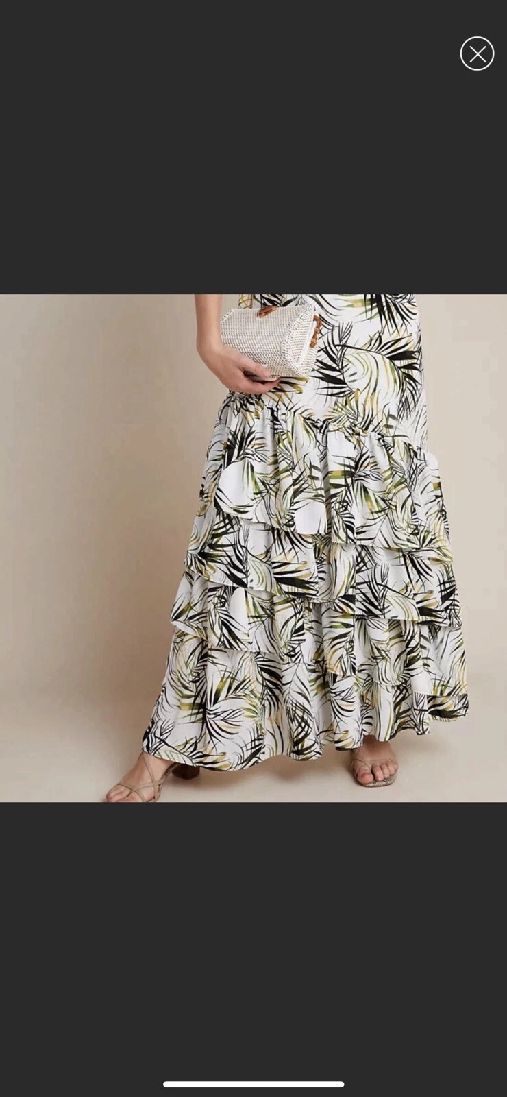 PALM ANGELS Maxi abito Misa Los Angeles con volant stampa palma taglia XS