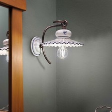 FerroLuce Lampada da parete dallo stile rustico in ceramica decorata a mano Roma
