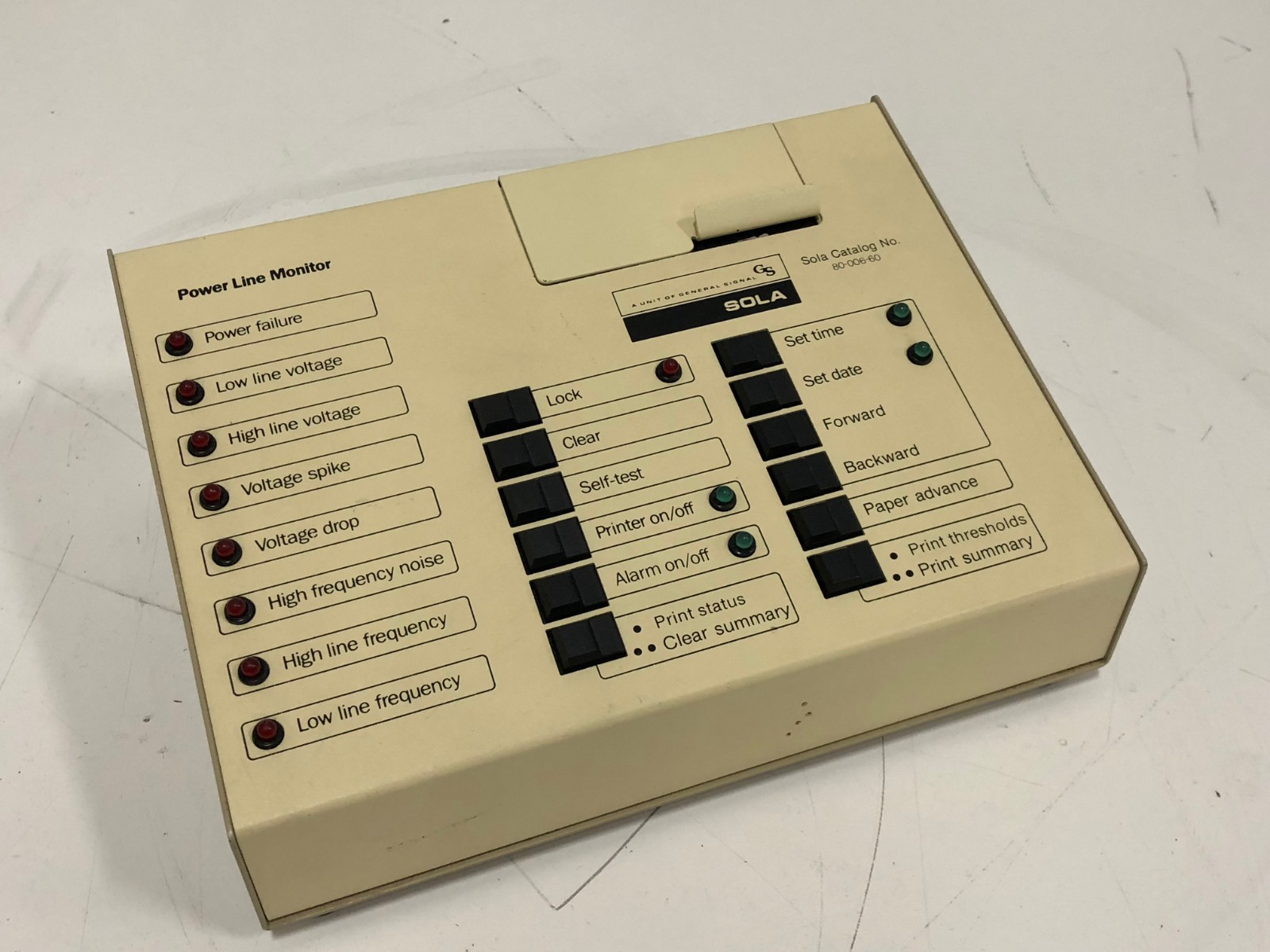 GENERAL SIGNAL GS 3 GS3 SOLA POWER LINE MONITOR 80-006-60 POWERLINE DATA