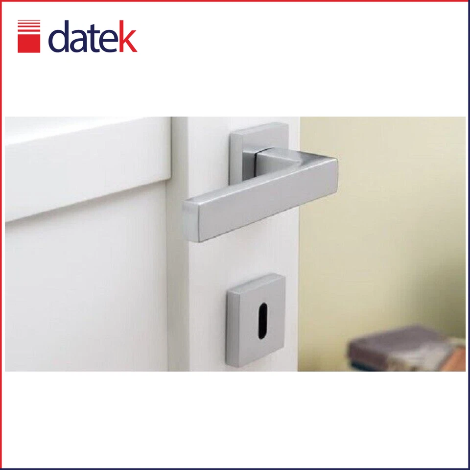 Coppia Maniglia QUADRATA Quadra per Porte interne in Zama cromo satinato - Immagine 2 di 4