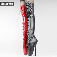 18cm High Stiletto Heels Womens Men Lace Up Ballet Over The Knee Boots Nightclub