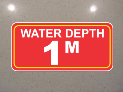 Water Depth 1 Meter Metal Sign for Boat Dock Ramp Pool Diving Pond