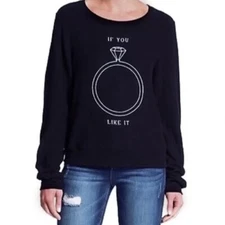 WILDFOX Top Size XS Fuzzy Fleece Pullover Sweatshirt IF YOU LIKE IT Diamond Ring