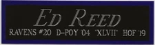 ED REED X BALTIMORE RAVENS NAMEPLATE FOR YOUR AUTOGRAPHED Signed Football JERSEY