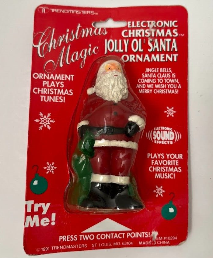 Trendmasters Vintage 90s Electronic Christmas Ornament Jolly Ol